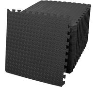 Lot de 4 Dalles de Sol emboîtables en EVA - Tapis de Sol en Caoutchouc antidérapant pour entraînement à la Maison - Tapis de Yoga - 60 x 60 cm - Noir