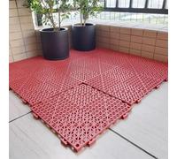 Lot de 4 dalles de sol en caoutchouc antidérapantes emboîtables pour extérieur, tapis de douche, terrasse, balcon, cuisine, cour - 30,5 x 30,5 cm (rouge)
