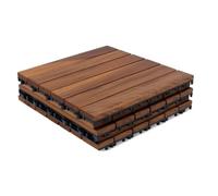 Lot de 4 Dalles de terrasse en Bois d'acacia 30x30 cm - Aspect Teck - Clipables