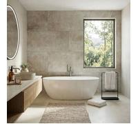 Lot de 4 Dalles Murales pour Douche - DECOON - Etanche - SPC/PVC - 59,2 x 118,4cm - 2,8M² - Décor effet Pierre Beige