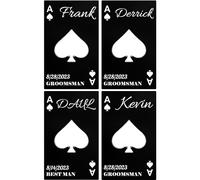 Lot de 4 décapsuleurs personnalisés format carte de crédit, cadeaux pour garçon d'honneur pour enterrement de vie de jeune fille, ouvre-bouteille de bière en acier inoxydable, pique A noir