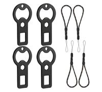 Lot de 4 décapsuleurs porte-clés avec cordes, décapsuleurs plats en métal portable avec crochet, porte-clés pour camping, voyage et réunions sociales, noir