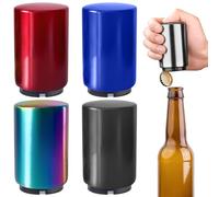 Lot de 4 décapsuleurs Push & Pull, décapsuleurs de bière, aspect acier inoxydable, ouvre-bouteille automatique pour homme, idée cadeau, Saint-Valentin, anniversaire, fête
