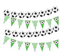 Lot de 4 décorations d'anniversaire de football - 5 m - Bannière de football - Guirlande de fête pour anniversaire d'enfant et fans de football