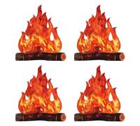 Lot de 4 décorations de fête flamme, feu de cheminée, carton de flamme, enfant de feu, décor occidental, mini feu de camp urbain, accessoires de feu de camp, convient pour Noël, Halloween, Pâques feu