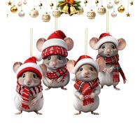 Lot de 4 décorations de Noël en acrylique 2D pour salon, chambre, bureau, maison, fête, vacances, voiture, intérieur et extérieur