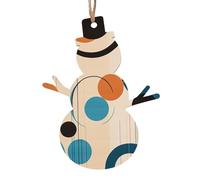 Lot de 4 décorations de Noël en bois à suspendre - Cercles du milieu du siècle - Décorations de sapin de Noël en forme de bonhomme de neige - Étiquettes rustiques à suspendre pour décoration de Noël