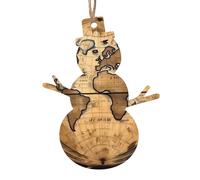 Lot de 4 décorations de Noël en bois à suspendre en forme de bonhomme de neige en forme de carte antique du monde - Décoration de Noël à suspendre pour le Nouvel An, les fêtes