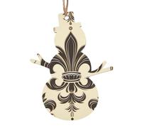 Lot de 4 décorations de Noël en bois à suspendre en forme de bonhomme de neige en forme de fleur de lys et armoiries pour le Nouvel An, les fêtes