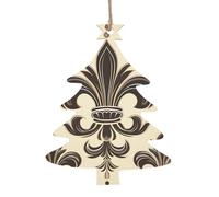 Lot de 4 décorations de Noël en bois à suspendre en forme de sapin de Noël en forme de chevalier en forme de fleur de lys et armoiries pour le Nouvel An, les fêtes