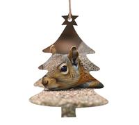 Lot de 4 décorations de Noël en bois à suspendre en forme d'écureuil qui vient de poser le sapin de Noël - Décoration de Noël à suspendre pour le Nouvel An et les fêtes