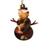 Lot de 4 décorations de Noël en bois en forme de bonhomme de neige, chihuahua déprimé, décorations de Noël à suspendre pour décoration de la maison