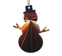 Lot de 4 décorations de Noël en bois en forme de bonhomme de neige, lumières d'autoroute pour sapin de Noël, étiquettes de vœux de Noël rustiques à suspendre pour décoration de la maison