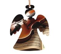 Lot de 4 décorations de Noël en bois en forme de livre violon en forme d'ange, décoration de Noël à suspendre pour fête du Nouvel An