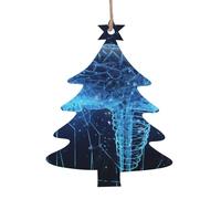 Lot de 4 décorations de Noël en bois intelligence artificielle cerveau de Noël à suspendre en forme de sapin de Noël à suspendre pour Nouvel An, vacances, décoration de fête