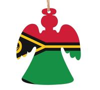 Lot de 4 décorations de Noël en bois motif drapeau du Vanuatu avec motifs joyeux, décoration de maison de vacances confortable