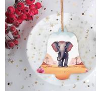 Lot de 4 décorations de Noël en bois pré-percées en forme d'éléphant porte-bonheur à suspendre pour sapin de Noël, hiver, Nouvel An, vacances, maison