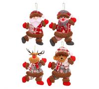 Lot de 4 décorations de Noël en feutre pelucheux pour sapin de Noël, bonhomme de neige, renne, ours, décoration à suspendre pour arbre, porte et fenêtre (marron G)