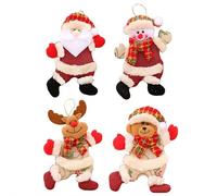 Lot de 4 décorations de Noël en feutre pelucheux pour sapin de Noël, bonhomme de neige, renne, ours, décoration à suspendre pour arbre, porte et fenêtre (marron D)