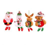 Lot de 4 décorations de Noël en feutre pelucheux pour sapin de Noël, bonhomme de neige, renne, ours, décoration à suspendre pour arbre, porte et fenêtre (marron C)