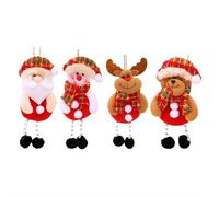 Lot de 4 décorations de Noël en feutre pelucheux pour sapin de Noël, bonhomme de neige, renne, ours, décoration à suspendre pour porte d'arbre, fenêtre (marron B)