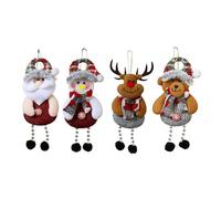 Lot de 4 décorations de Noël en feutre pelucheux pour sapin de Noël, bonhomme de neige, renne, ours, décoration à suspendre pour porte d'arbre, fenêtre (marron A)