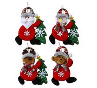 Lot de 4 décorations de Noël en feutre pelucheux pour sapin de Noël, bonhomme de neige, renne, ours, décoration à suspendre pour porte d'arbre, fenêtre (marron F)