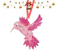 Lot de 4 décorations de Noël en forme de colibri 3D scintillantes, mur de fenêtre de salon, construction acrylique légère, fil de suspension pré-attaché, pendentif oiseau cadeau pour grand-mère, pour
