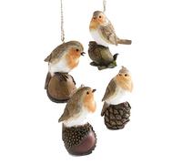 Lot de 4 décorations de Noël traditionnelles carrées Rouge-gorge