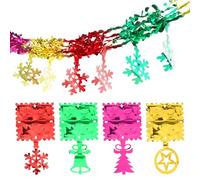 Lot de 4 décorations de plafond de Noël en feuille d'aluminium colorées à suspendre pour fournitures de fête de Noël