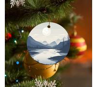 Lot de 4 décorations de sapin de Noël en céramique de forme ronde en forme de rivières et de montagnes à suspendre pour sapin de Noël 2024
