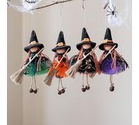 Lot de 4 décorations de sorcière d'halloween à Suspendre - de sorcière - Accessoires Photo - Décoration de Collection effrayante à Suspendre pour fenêtre, Jardin, terrasse, Maison hantée