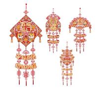 Lot de 4 décorations du Nouvel An chinois 2026, Lanternes chinoises, Lanternes en papier chinoises | Pour les accessoires de fête du Nouvel An lunaire, Fête du printemps