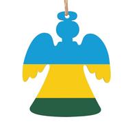 Lot de 4 décorations en bois en forme d'ange en forme de drapeau du Rwanda pour accrocher aux murs, portes et fenêtres