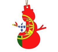 Lot de 4 décorations en bois en forme de bonhomme de neige drapeau portugais pour accrocher sur les murs, portes et fenêtres