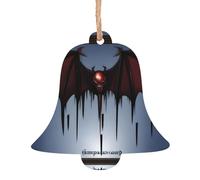 Lot de 4 décorations en bois en forme de cloche, motif de venin de vampire, pendentifs décoratifs à suspendre, design vintage pour les vacances