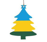 Lot de 4 décorations en bois en forme de drapeau du Rwanda en forme de sapin de Noël pour accrocher aux murs, portes et fenêtres