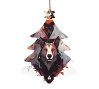 Lot de 4 décorations en bois en forme de loup et de renne - Pendentifs décoratifs à suspendre - Design vintage pour les vacances