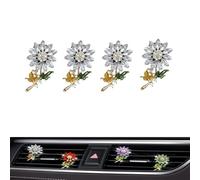 Lot de 4 décorations florales pour grille d'aération de voiture, jolies fleurs en cristal, accessoires de décoration d'intérieur pour filles et femmes (4pcs-c)