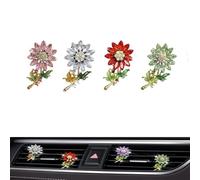 Lot de 4 décorations florales pour grille d'aération de voiture, jolies fleurs en cristal, accessoires de décoration d'intérieur pour filles et femmes (4pcs-a)