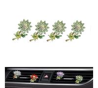 Lot de 4 décorations florales pour grille d'aération de voiture, jolies fleurs en cristal, accessoires de décoration d'intérieur pour filles et femmes (4pcs-f)