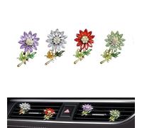 Lot de 4 décorations florales pour grille d'aération de voiture, jolies fleurs en cristal, accessoires de décoration d'intérieur pour filles et femmes (4pcs-b)