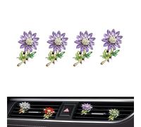 Lot de 4 décorations florales pour grille d'aération de voiture, jolies fleurs en cristal, accessoires de décoration d'intérieur pour filles et femmes (4pcs-e)