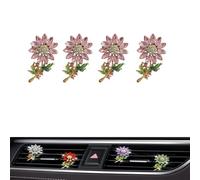 Lot de 4 décorations florales pour grille d'aération de voiture, jolies fleurs en cristal, accessoires de décoration d'intérieur pour filles et femmes (4pcs-m)