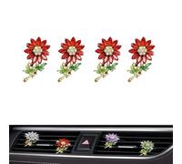 Lot de 4 décorations florales pour grille d'aération de voiture, jolies fleurs en cristal, accessoires de décoration d'intérieur pour filles et femmes (4pcs-d)