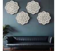 Lot de 4 décorations murales vintage en bois Amila