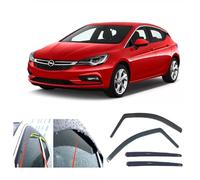 Lot de 4 déflecteurs d'air à hayon pour Opel Astra (K) 2015 à aujourd’Hui, 5 Portes en Verre Acrylique teinté fumé foncé, fenêtres latérales intérieures, Pare-Soleil Pluie, Neige, Pare-Soleil
