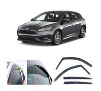 Lot de 4 déflecteurs d'air avant et arrière pour Ford Focus 2011-2018 MK3 5 portes à hayon, en verre acrylique teinté fumé foncé, pour portes latérales, fenêtres, intérieurs, pluie, neige, pare-soleil