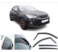 Lot de 4 déflecteurs d'air compatibles avec Seat Arona 2017 2018 2019 2020 en verre acrylique PMMA pour porte de fenêtre - Visières intégrées - Protection contre la pluie, la neige