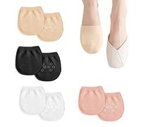 Lot de 4 demi-chaussettes en coton, demi-chaussettes invisibles antidérapantes, chaussons à l'avant-pied, demi-chaussettes sans couture pour escarpins, ballet à talons hauts (noir, blanc, beige, rose)